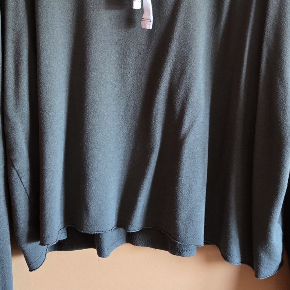 Candace Cameron Bure Olive Green Pullover Hoodie with Raw Hem, M 24.5" PTP - Picture 2 of 4